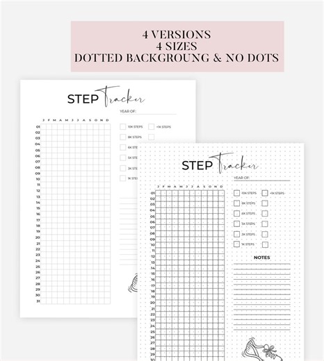 Step Tracker Yearly - Printable Journal Page Pdf - Planner Page - Fitness Tracker - Health Tracker - Fitness Goal - Step Goal - Health Log - Etsy