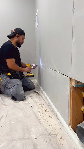 Hanging up the drywall wall and patching her up. Full washer and dryer hookups and drain. | Daniel Hernandez