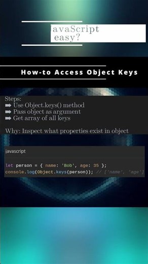 🧬 JavaScript 🧬 How to Access Object Keys 🧬