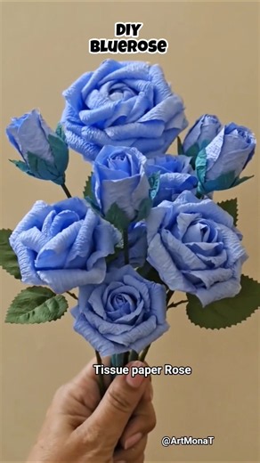 How to make Blue Rose from Paper #craft #shorts #flowers #howto #diy #art #paperrose #papercraft