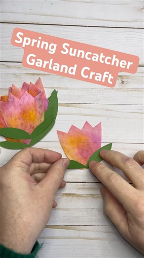 Coffee Filter Tulip Suncatcher Craft for Kids | Easy Spring DIY Flower Garland Activity