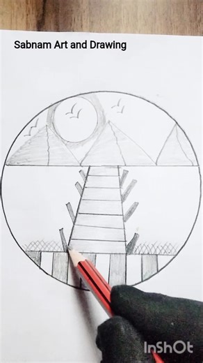 circle #scenery #mountain #pul#easydrawing #art #shorts ⛰️⛰️