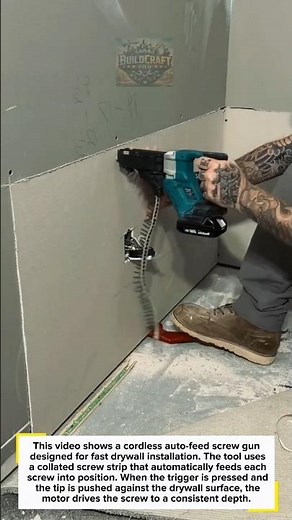 Cordless Auto Feed Drywall Screw Gun in Action! #tools #construction #drywall
