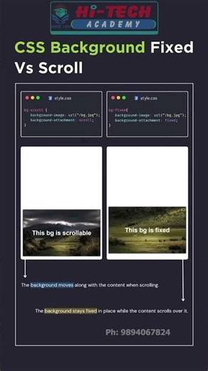 🔥 CSS Background Fixed vs Scroll Explained | Web Design Tips