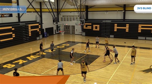 3v3 Blind To Read The Advantage This drill is from The Zoom Offense Conceptual Basketball by Coach Nate Steege. Coach Steege demonstrates the importance of recognizing the advantage and being able to read the defense to make the easiest and best decision. -The coach will initiate the drill by passing to an offensive player. -That defender will turn his back to the offensive player. - The offensive player will touch the ball to the back of the back of the defender. - The offensive player now has 