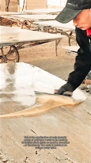 Stone Slab Resin Filling Process | Surface Repair & Sealing for Natural Stone