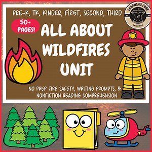 All About Wildfires Bundle PreK Kindergarten First Second TK California Wildfire