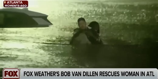 Weatherman stops live broadcast to help woman stuck in submerged car