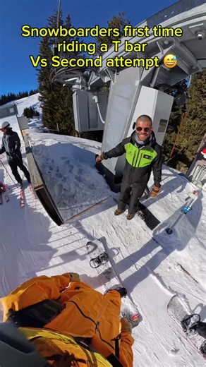 Johnathan Alex Turner | Snowboarders first time using a T Bar lift goes exactly how you’d expect🤣The second attempt I got the full rundown on how to ride a Tbar... | Instagram