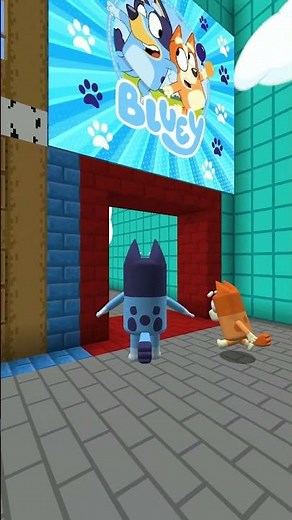 Bluey And Bingo PLAY A DUO MINECRAFT RUN TOGETHER! 2 😃💙🤡 #shorts #minecraft #roblox