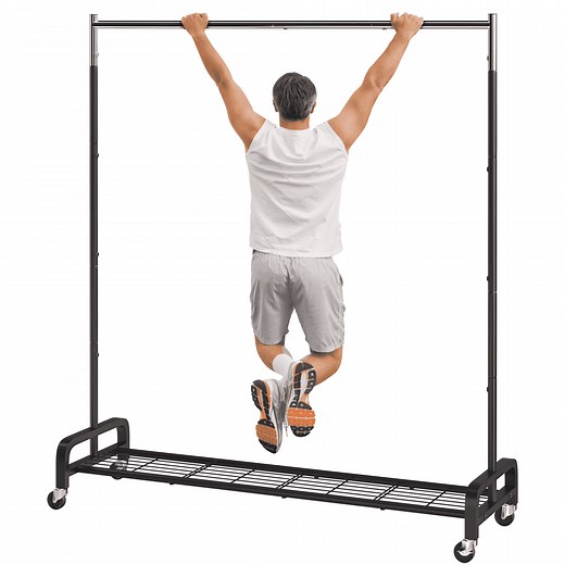 Mr IRONSTONE 400 lbs Heavy Duty Rolling Clothes Rack with Wheels, Portable Closet Organizer for Hanging Garment Rack