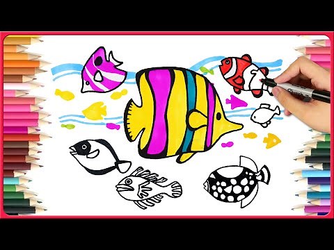 Tropical Fish Drawing 🐠🐟 How to Draw Tropical Ocean Sea Fish - Drawing For Kids