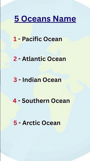 5 Oceans Name in English | 5 Oceans of the World