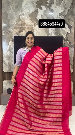 SRI VASTRA COLLECTIONS👘🥻 on Instagram: "Beautiful Nita Ambani inspired sarees with all over horizontal stripes pattern Grand pallu paired with self blouse with a border How to order Dm us@8884594479 #saree #sareelove #nitaambani #partywear #designer"