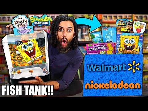 I Bought EVERY NICKELODEON PRODUCT AT WALMART.. SPONGEBOB SQUAREPANTS FISH TANK!! (IN STORE HUNT!)
