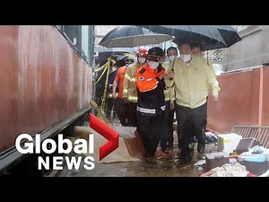 Record rainfall in South Korea floods streets of Seoul, killing at least 8