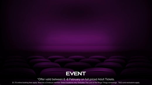 STOP SCROLLING! Half Price* tickets are here! Enjoy Half Price* Movie Tickets this LONG WEEKEND at the Embassy Theatre and escape into the ultimate big-screen experience for less. Round up your friends, pick your film, and make the most of this limited-time offer! Book now: eventcinemas.co.nz/Promotions/WaitangiLongWeekend *Offer valid 6-8 February on full priced Adult tickets. $1.75 online booking fees apply. Must be a Cinebuzz Member. Select locations only. Excludes The Lord of the Rings Trilo