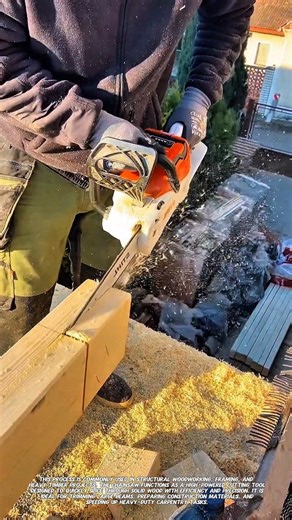 Power Chainsaw Cutting Thick Timber Beam | Smart Woodworking Technique.
