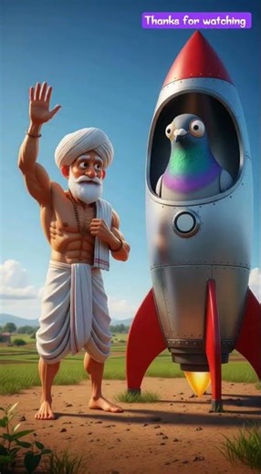 🚀 Farmer & Giant Pigeon Build a Rocket | #Animation #Rocket #Farmer #Pigeon #ai #youtubeshorts
