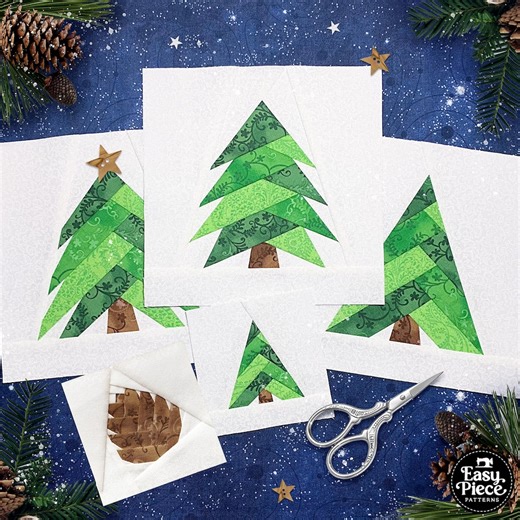 Scrappy Christmas Trees and Pinecones, 6" and 3", 4 Designs. EASY Single Unit FPP Foundation Paper Piecing Patterns. PDF Download. - Etsy
