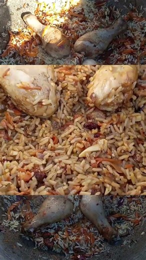 CHICKEN - RICE PILAV! #pilaf #food #recipe #fire #cauldron #rice #picnic #camping_food #barbecue