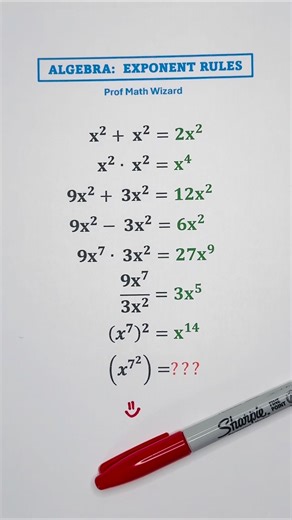 75K views · 692 reactions | Algebra Exponent Rules #mathematics | Prof Math Wizard | Facebook