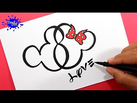 How to draw a Mickey Mouse heart / How to draw a heart Mickey Mouse.
