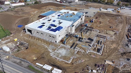 New Muskingum County Jail, Zanesville, Ohio (11/01/25) 1525 Pershing Road, former location of the Mosaic Tile Company Construction costs are estimated at $75 million, and the facility will have 357 beds. Construction of the facility is underway and taking shape. Be sure to click the FOLLOW button for Dobbins Aerial Photography and feel free to LIKE, SHARE, and COMMENT on my content. | Dobbins Aerial Photography