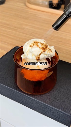 Making a toasted ice cream affogato
