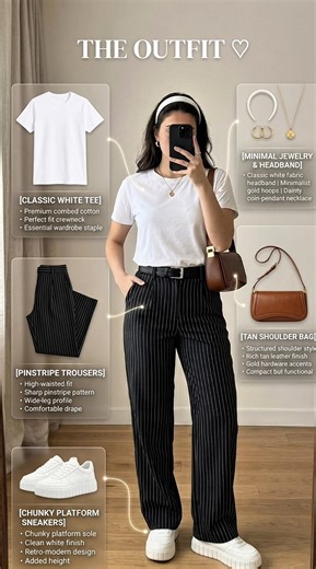 Styling Pinstripe Trousers & Basics 🖤✨ #CasualChic #EverydayStyle #OutfitIdeas #FashionShorts