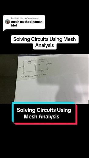 Replying to @𝕬𝖉𝖗𝖎𝖆𝖓 Solving Circuits Usinh Mesh Analysis @enginerdmath #enginerdmath #fyp #engineering #math #circuits #meshanalysis