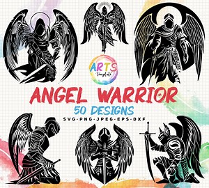 Angel Warrior Vector Art Bundle (svg, Png, Jpg, Eps, Dxf) - Etsy