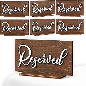 Stofinity Reserved Table Signs for Wedding Events - 6 Pcs Wood Table Reserved Signs for Wedding, Church Pew for Reception Ceremony Decorations, Reserve Sign for Tables