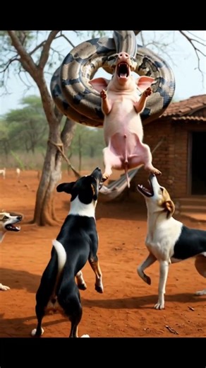 Python Swallows the Pig… Dogs Become Unexpected হিরোস #shorts #shortvideo #viralvideo