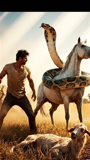 😱 Man battles giant python 🐍 to rescue poor horse 🐎 #wildliferescue #animals #rescueefforts #cheetah