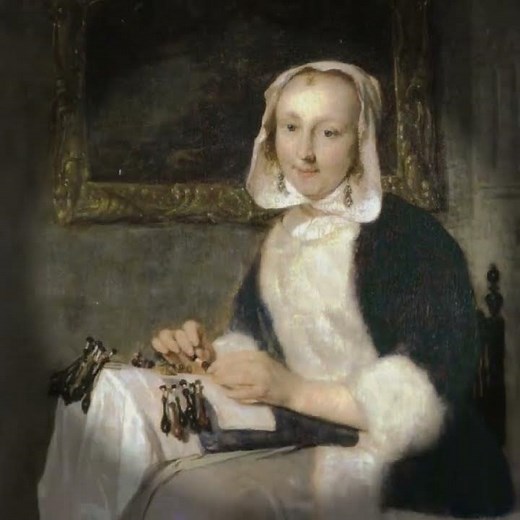 【1分deフェルメール展⑩】ハブリエル・メツー《レースを編む女》（1661-64年頃 ドレスデン国立古典絵画館）