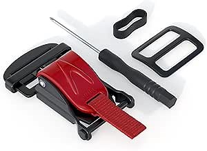 Universal Helmet Quick Release Buckle Kit - Stainless Steel Motorcycle Accessory - One-Handed Release for Full Face, Half, 3/4 D-Ring Helmets - Red (1 Pack)