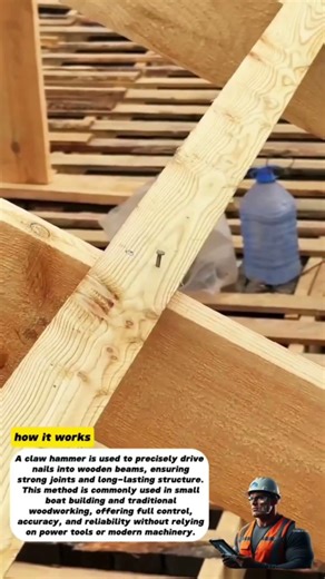 Traditional Hand Nailing Process in Manual Wooden Boat Construction