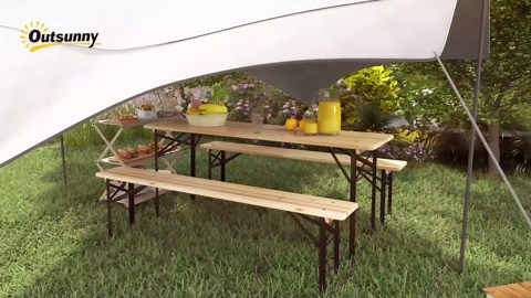 Outsunny 6' Portable Picnic Table and Bench Set, Outdoor Wooden Folding Camping Dining Table Set for Patio Garden Outdoor Activities