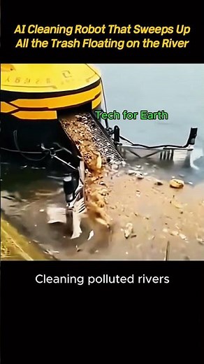 AI River Cleaning Robot Sweeps Up Floating Trash #worker #process #robotics #cleanenergy #Jugaad