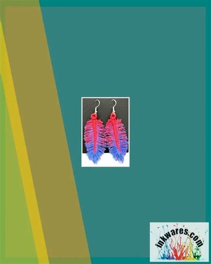 Feathers Fringed Embroidered Earrings 3D