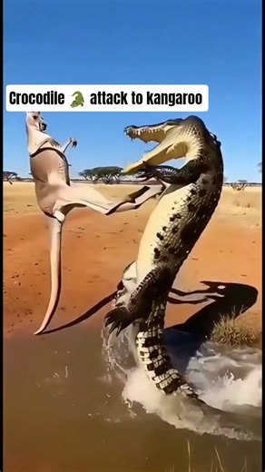 Kangaroo 🦘 vs Crocodile 🐊#animals #wildliferescue #crocodileattacks