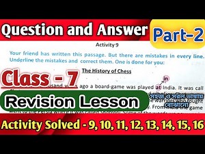Class 7 English Revision Lesson | Class 7 English Activity Solved 9 to 16 | Class VII WBBSE |Part 2