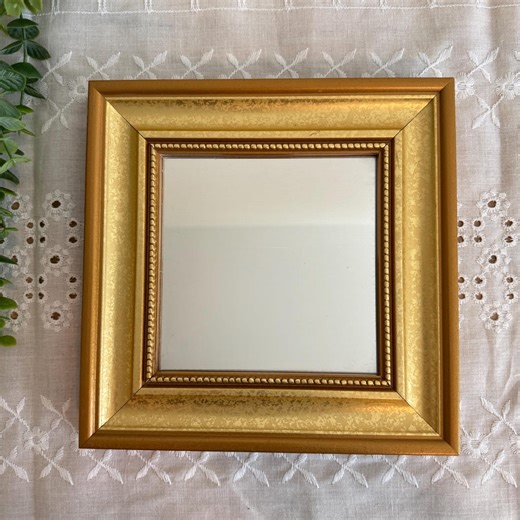 Vintage Gold Mirror Frame | Ornate Gold Wall Mirror | Hollywood Regency Decor | 7 1/2" Square Vanity Mirror | Classic Home Accent - Etsy