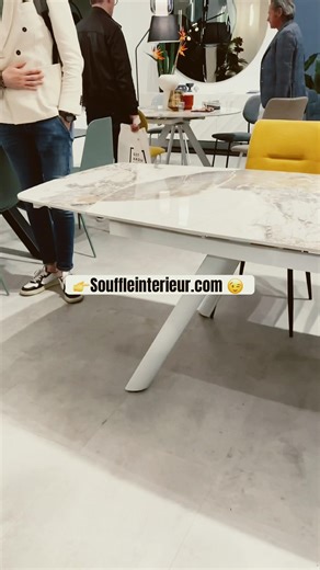 Table extensible céramique marbre blanc Terenceta 140→210 cm