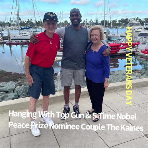 HAPPY VETERANS DAY! TOP GUN COUPLE GLOBAL LEADERS & HUMANITARIANS! This couple checks all the boxes. With his high school sweetheart Mrs. Kaine by his side, they have achieved some amazing accomplishments. A five-time Nobel Peace Prize nominee, Len Kaine and his beautiful wife Ann have made a lifelong commitment to serving others. In 1972, he founded the Golden Rule Society (GRS)—a nonprofit that now runs a worldwide kindness campaign, reaching audiences in over 97 countries through internationa