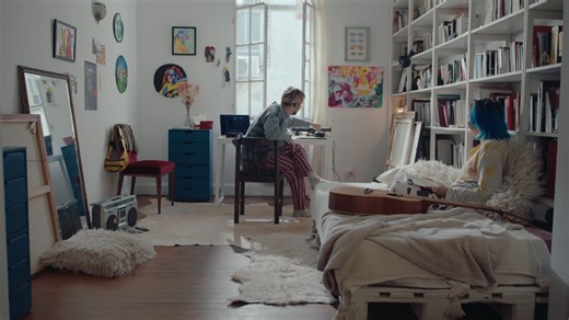 Man Speaking with Girlfriend before Recording Music at Home | Premium Stock Video Footage