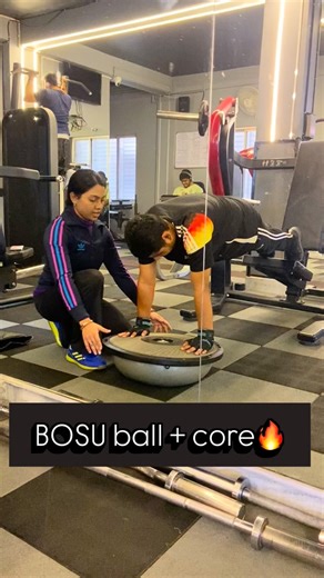 Stark fitness studio on Instagram: "BOSU ball core training to improve balance,strength and control. 💪 #bosuballtraining #functionaltraining #balancetraining #starkfitnessstudio #gymreels"