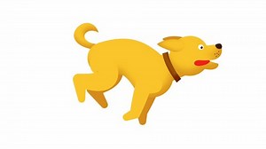 Cartoon dog runs quickly with its tongue hanging out. A funny dog runs - looped animation with an alpha channel.