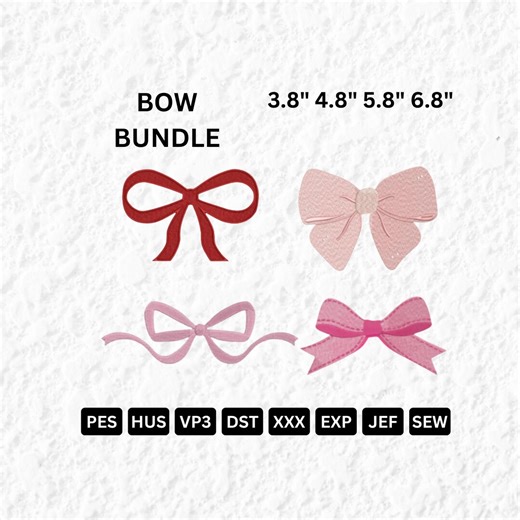 Pink Bow Embroidery File Bundle, Bow Bundle File, Blossom Flower Ribbon (digital File) - Etsy